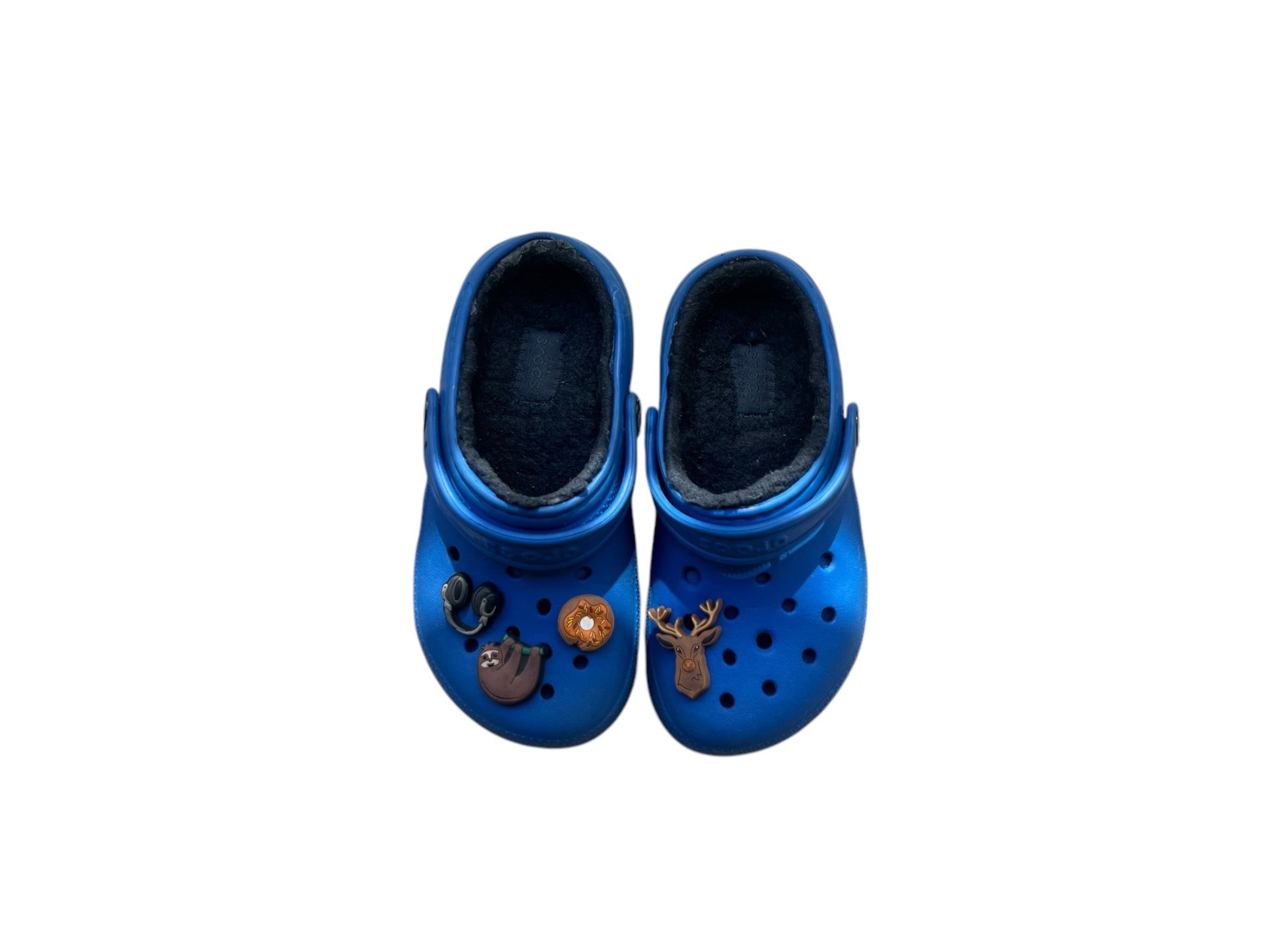 Fashion navy crocs with fur